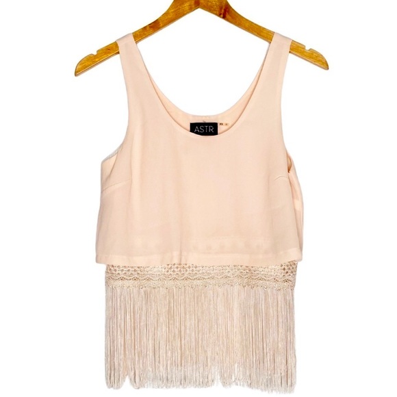 Nordstrom Tops - ASTR Pink/Blush Fringe Hem Crop Top Sz M
